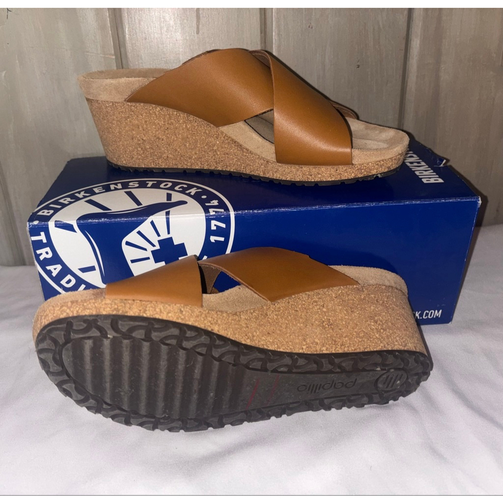 Birkenstock Papillio Samira size 8.5 EU 39 Tan Boho Platform Comfy Wedge Sandal - Picture 3 of 6